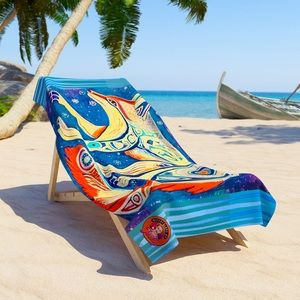 Haida Wolf, Peacock, Great Wave Nubble Lighthouse, Goldenrod Kisses Beach Towels